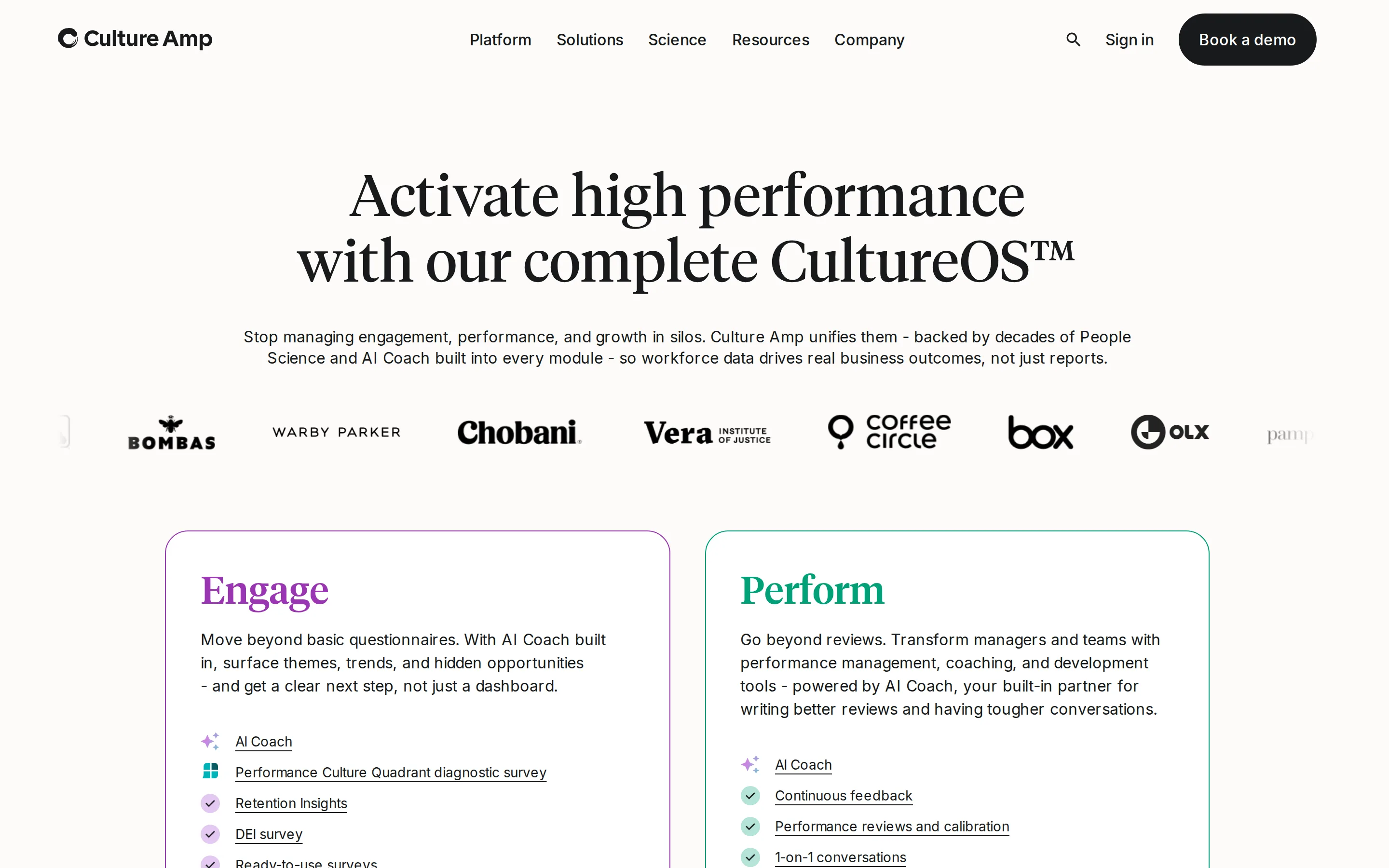 Culture Amp's pricing page as it appeared on August 3, 2026