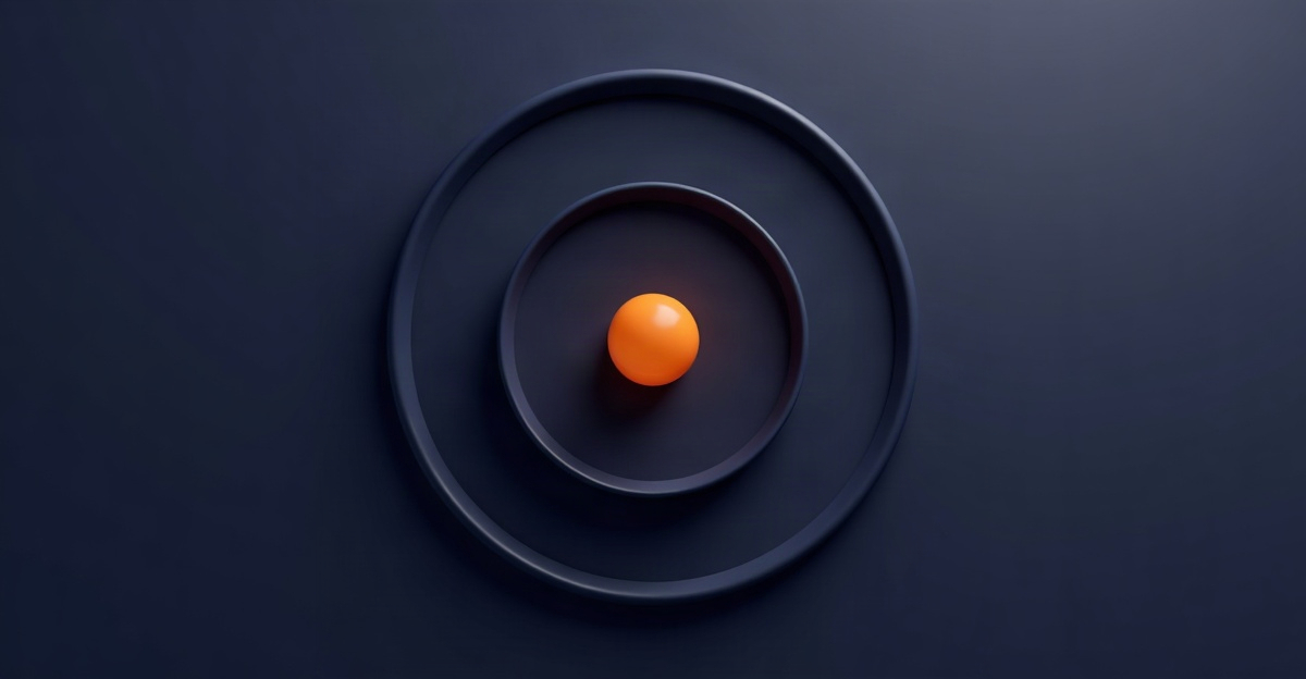 Abstract illustration for this edition: concentric rings around a single sphere, in the TeamPredict palette. Decorative art marking a day dominated by labour market data.
