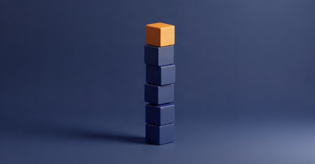 Abstract illustration for this edition: a leaning column of stacked blocks, in the TeamPredict palette. Decorative art marking a day dominated by job cuts.